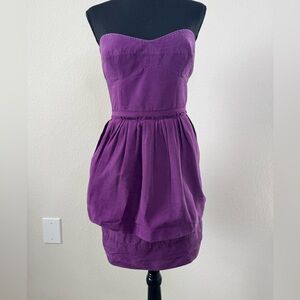 J.Crew Women’s‎ Sz 10 Purple Strapless Peplum Dress Cotton Silk Cocktail Party